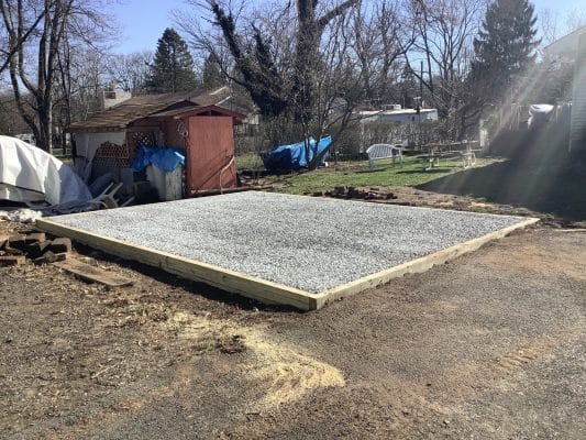 A gravel shed foundation in Somerset NJ