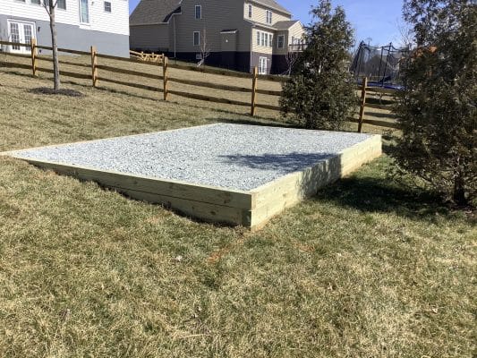 A gravel shed foundation in New London Township PA