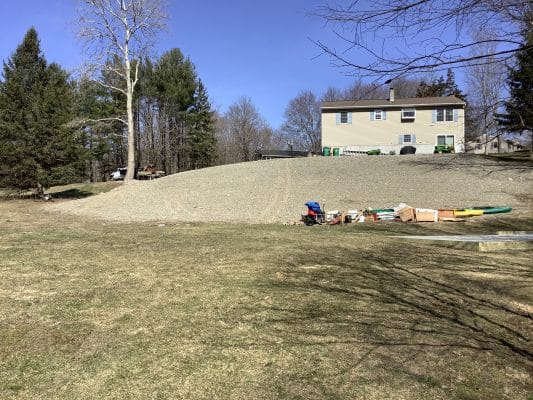 A gravel shed foundation in Pleasant Valley NY