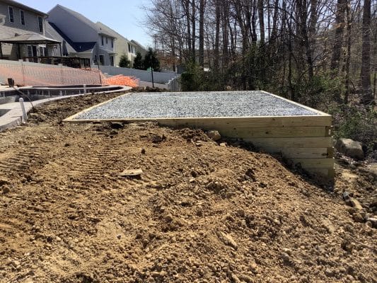 A gravel shed foundation in Douglassville, PA