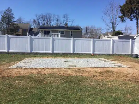 A concrete piers and gravel shed foundation in Hazlet, NJ