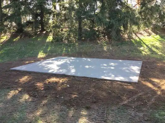 A concrete shed foundation in Haddonfield NJ
