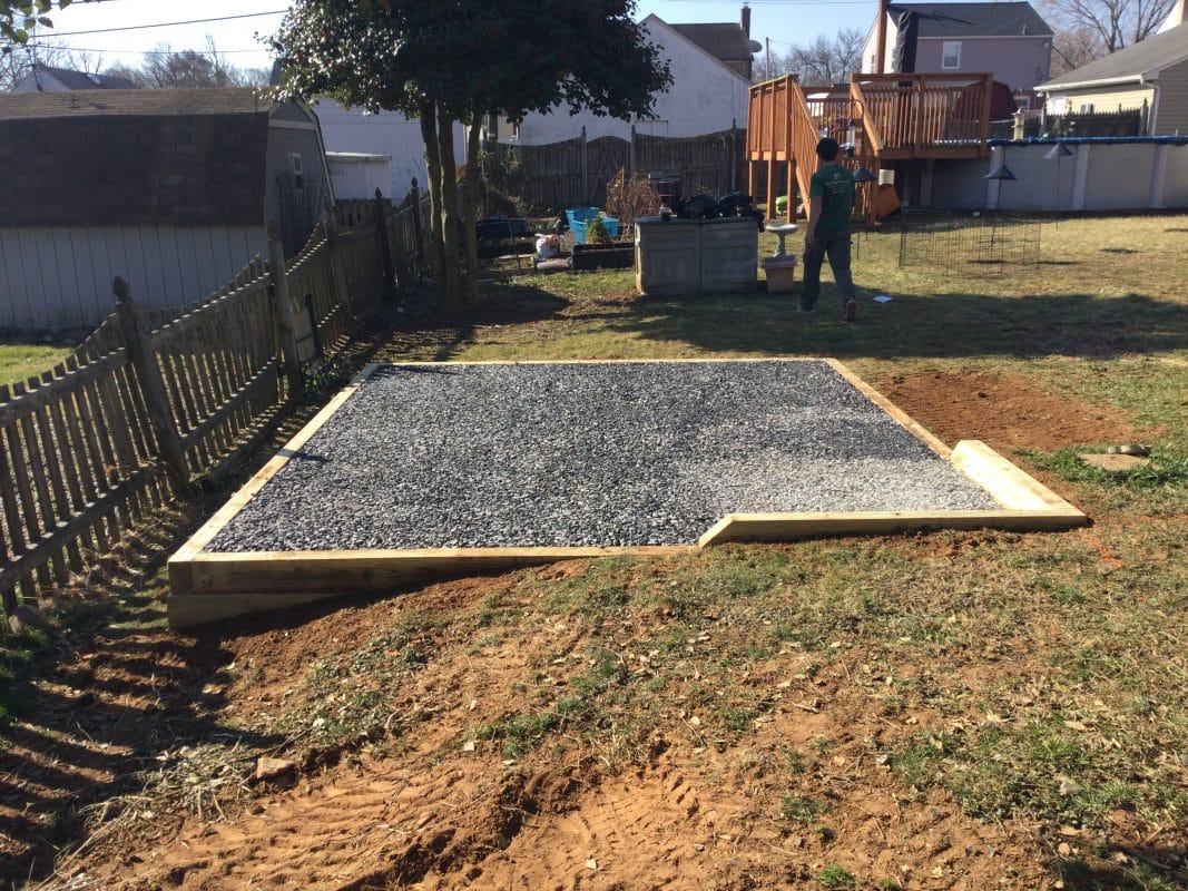 A gravel shed foundation in Baltimore MD