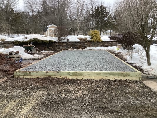 A gravel shed foundation in Bridgewater NJ