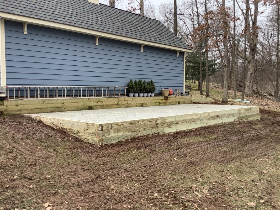 A gravel shed foundation in Cedars PA