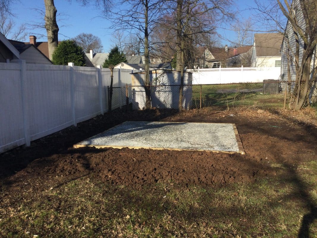 A gravel shed foundation in Colonia NJ