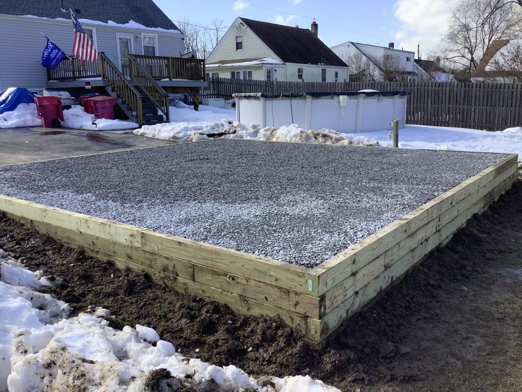 A gravel shed foundation in Eagleville PA
