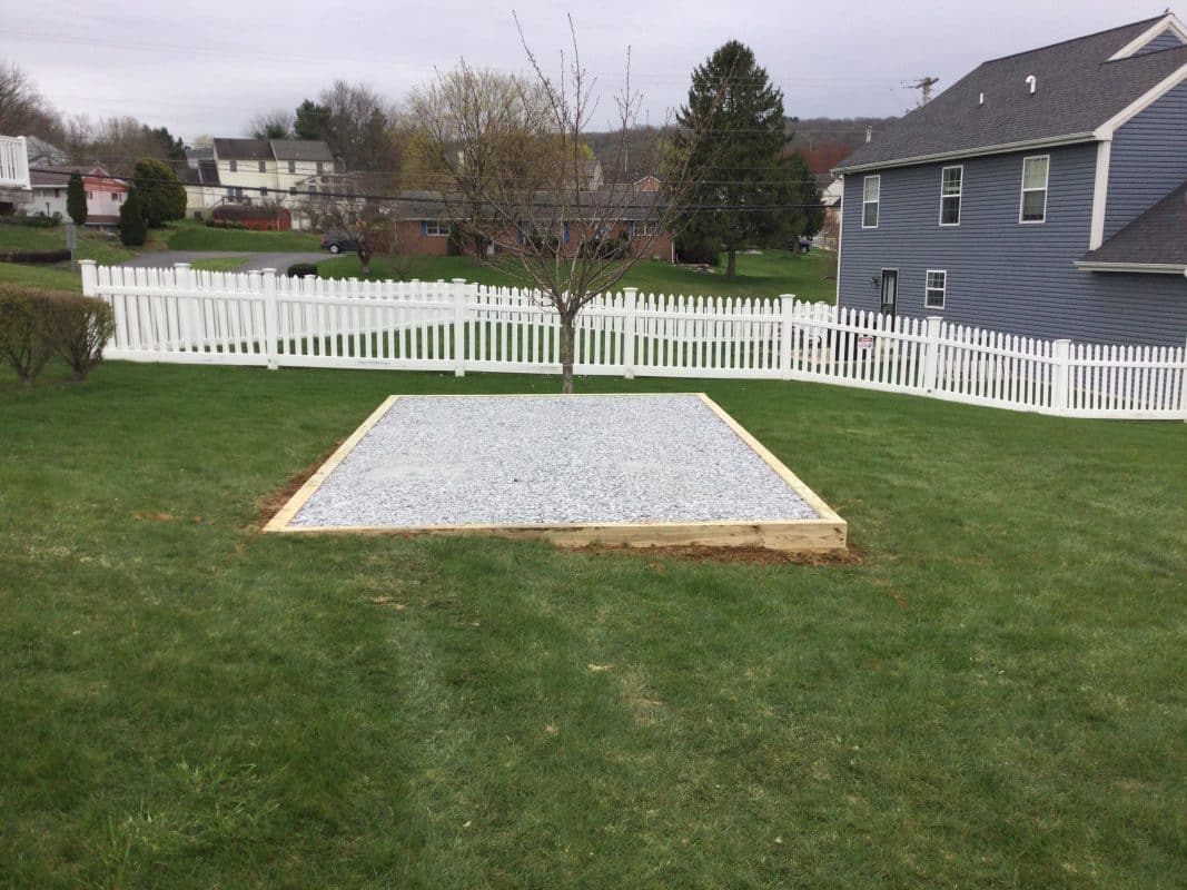 A gravel shed foundation in Ephrata, PA