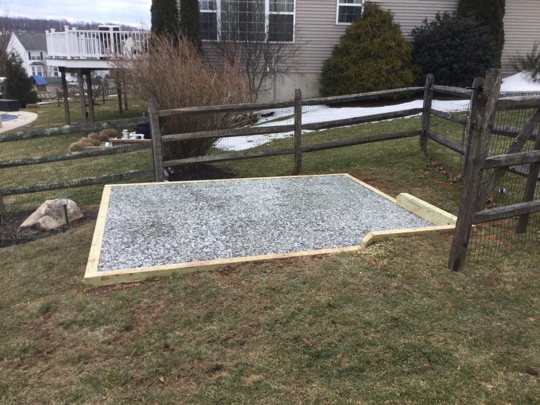 A gravel shed foundation in Gilbertsville PA