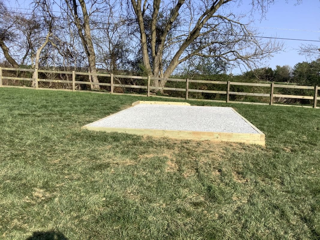 A gravel shed foundation in Hunt Valley, MD