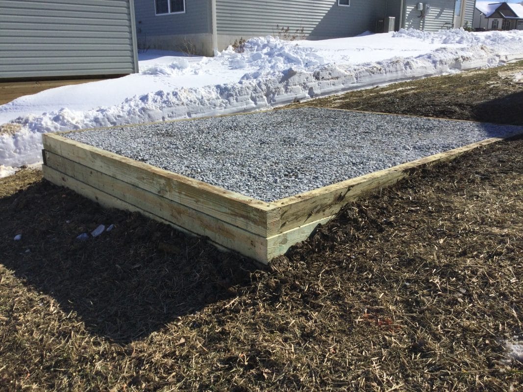 A gravel shed foundation in Lebanon PA