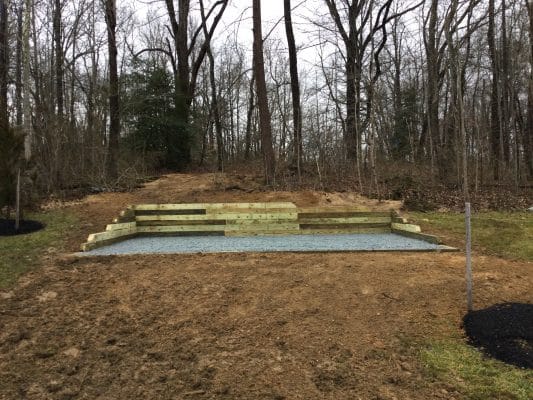 A gravel shed foundation in Marlboro MD