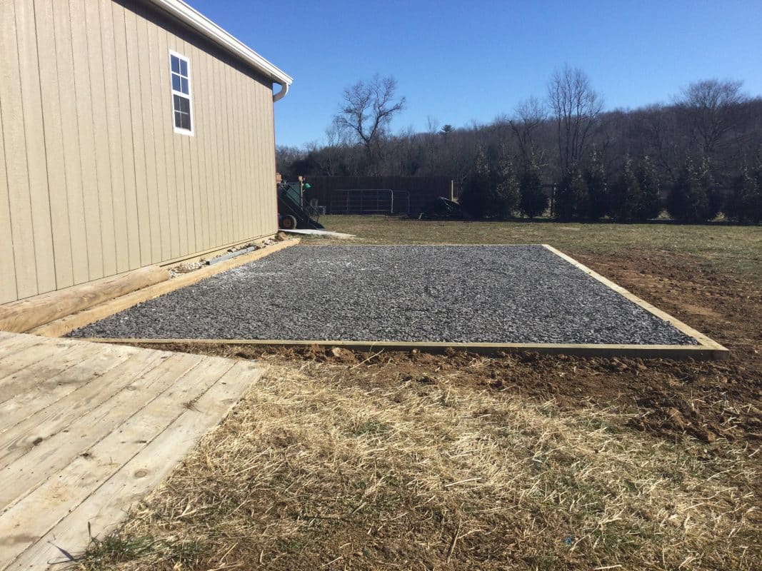 A gravel shed foundation in New Hope PA