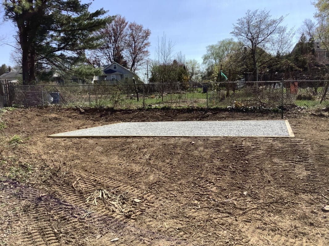 A gravel shed foundation in Willow Grove, PA
