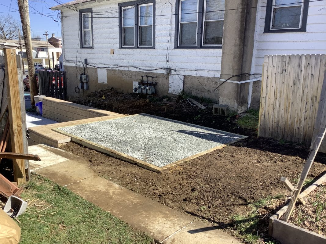 A gravel shed foundation in West Chester PA