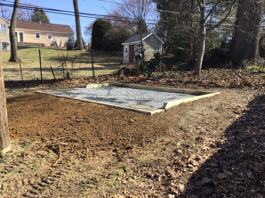 Concrete piers and gravel shed foundation in King of Prussia, PA
