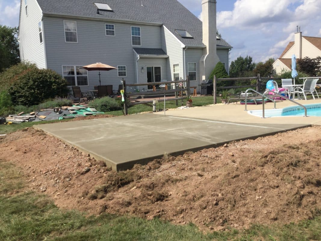 "A concrete shed foundation in Gilbertsville, PA"