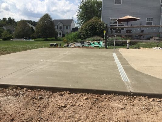 "A concrete shed foundation in Gilbertsville, PA"