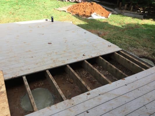 "A concrete shed foundation in Herndon, VA"