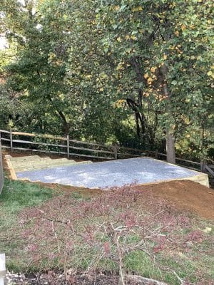 "A gravel shed foundation in Chester Springs, MD"