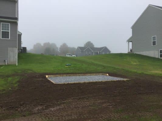"A gravel shed foundation in Barto, PA"