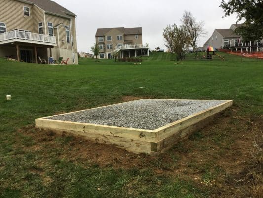 "A gravel shed foundation in Downingtown, PA"