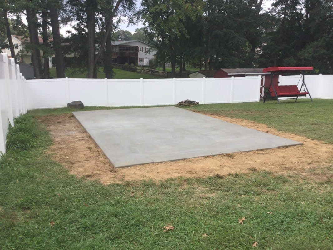 a concrete shed foundation in joppatowne MD