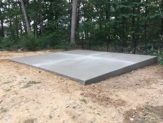 a concrete shed foundation in mullica hill NJ