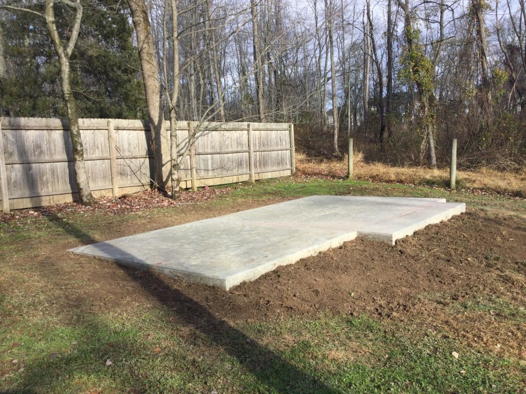 a concrete shed foundation in newtown PA