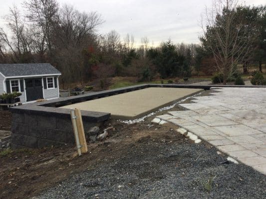 a concrete shed foundation & concrete piers in Cream Ridge NJ
