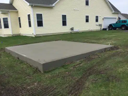 Concrete shed foundation in Millsboro, DE
