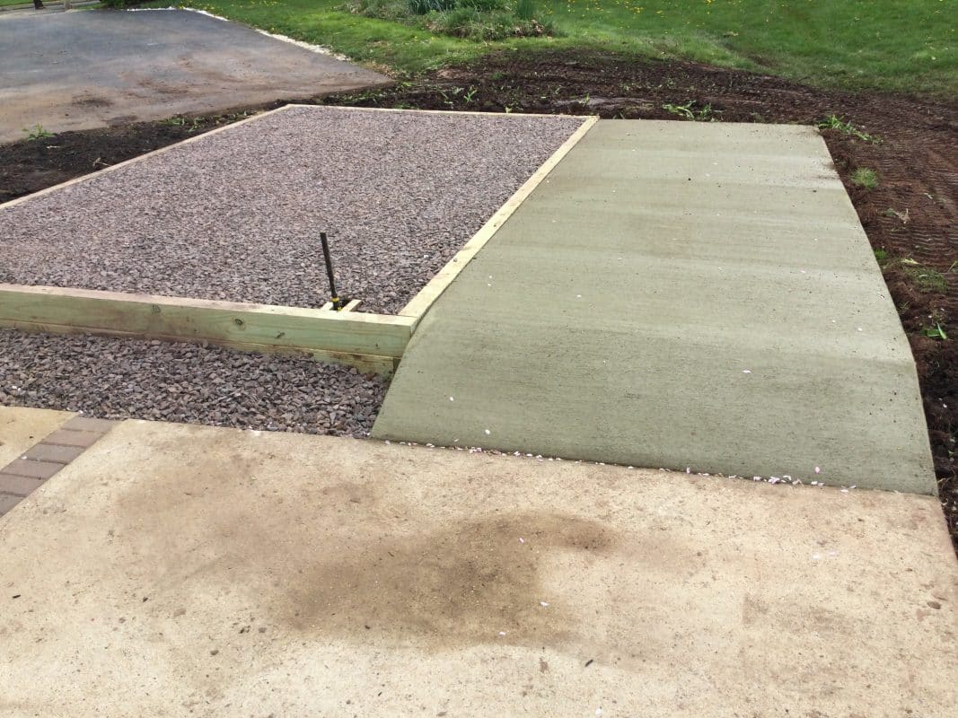 Gravel shed foundation and concrete pad in Lansdale, PA