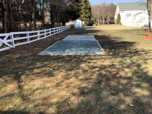 Gravel shed foundation in Crownsville, MD