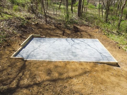 A gravel shed foundation for sale in NY, PA, NJ, DE, and MD.