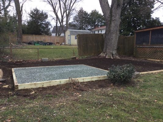 A gravel shed foundation in Annapolis MD