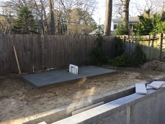A pool equipment pad foundation in Rehoboth Beach, DE