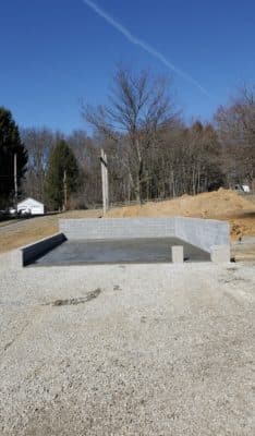 A concrete garage base installation in Cochranville, PA