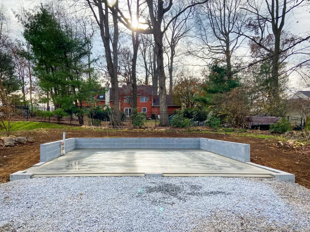 A concrete block foundation installation in Chester Springs, PA