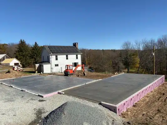 An installed garage foundation in Greeley, PA